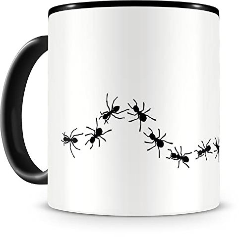 Samunshi® Ameisenstrasse Ameisen Tasse Kaffeetasse Teetasse Kaffeepott Kaffeebecher Becher H:95mm/D:82mm schwarz