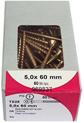 HSI Spanplattenschrauben Torx TX Eisen gelb chromatiert Tordrive (5,0x60mm 50Stk)