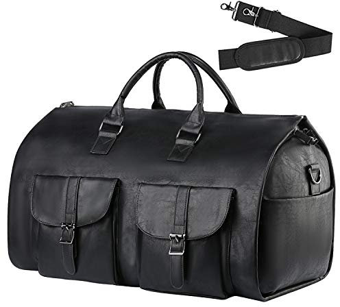 seyfocnia Handgepäck-Kleidersack, wasserdicht, für Reisen, Business, große Leder-Reisetasche mit Schuhfach, schwarz 2, Einheitsgröße, Modern