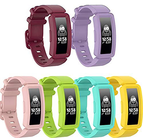RuenTech Armbänder Kompatibel mit Fitbit Ace 2 Activity Tracker Armband Ersatz-Silikonband Kompatibel mit Fitbit Ace 2 Fitness Tracker Uhrenarmbänder (6-c Colors)
