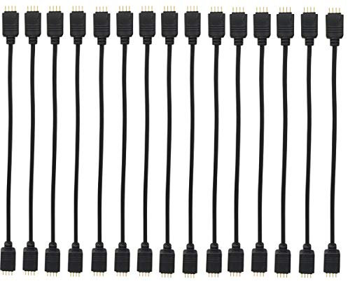 HUALAND 15pcs Black 0.3M/ 0.98ft 4 Color RGB Extension Cable LED Strip Connector for SMD 5050 3528 LED Light Strip RGB Wire