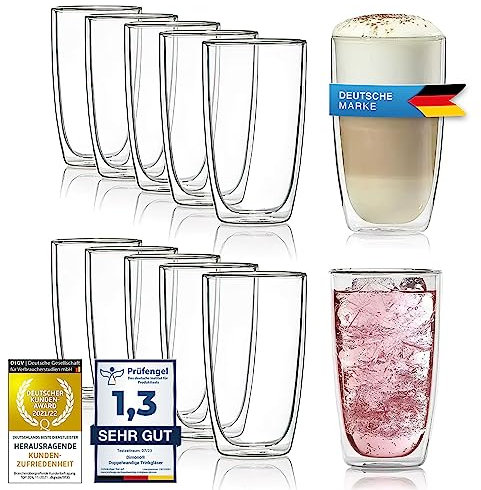 Dimono® Doppelwandiges Trinkglas 12er Set Wasserglas aus Borosilikatglas Latte Macchiato Longdrink- & Cocktailgläser (12 Stück)