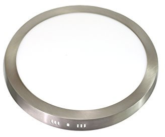 Jandei - Downlight Plafón LED 24W Redondo De Superficie, Ø300 milímetros, 1920 Lúmenes, Aro Color Acero. Perfecto para Iluminar Oficinas, Salones, Cocinas, Baños (Blanco Neutro 4200k)