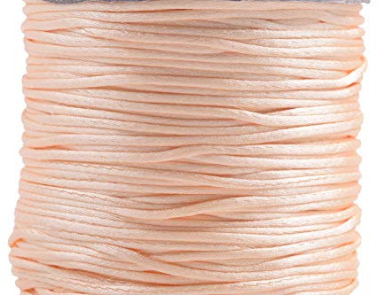 KONMAY 1 Roll 73 Meters 1.0mm Beige Nylon Rattail Satin Silk Trim Cord Beading String for Chinese Knotting, Kumihimo, Beading, Macramé, Jewelry Making