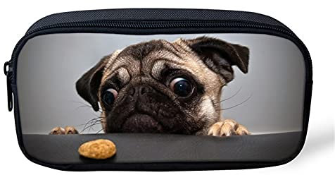 NETILGEN Stiftetasche für Jungen, Federmäppchen, Mops, Hund, Verlangen nach Lebensmitteln, Aufbewahrungstasche für Schule, Büro, Schreibwaren, Damen, Teenager, Mädchen