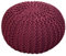 kreatives Wohnen Pouf Ø 55 cm Strickhocker Sitzpouf Bodenkissen Grobstrick-Optik extrahoch Höhe 37 cm Bordeaux