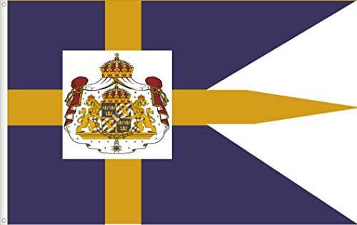 BANDERA REAL DE SUECIA. ESTANDARTE REAL. CALIDAD RASO ESTANDAR. TAMAÑO GRANDE 150X90