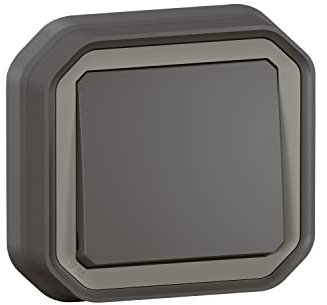 Legrand - Interruptor o conmutador impermeable Plexo 10A se entrega completo para montaje empotrado con garras antracita