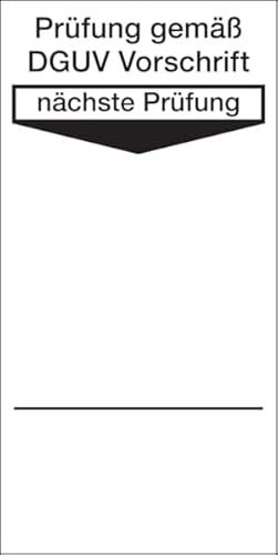 Dreifke® Aufkleber Grundplakette, Prüfung gemäß DGUV Vorschrift, 80 x 40 mm - Bund = 50 Stk. Folie selbstklebend Weiß AufdruckSchwarz 40x80mm