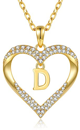 CDE Kette Damen 18K 925 Sterling Silber Halskette Geschenk für Sie Initiale Herz Anhänger Buchstabenkette für Damen A-Z Kette Valentinstag Weihnachten Schmuck Frauen Freundin Teenager