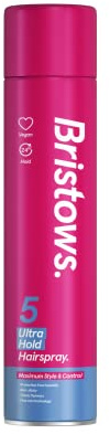 Bristow's Ultra Hold Hairspray Pack of 6, 24h Hold, Non sticky, Vegan 400ml | Tames Flyaways, Protects against Humidity.