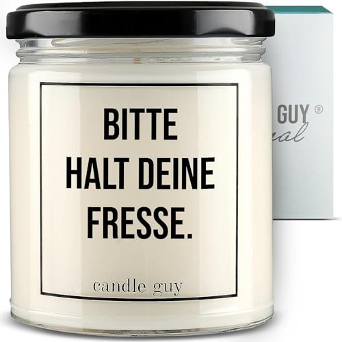candle guy Duftkerze | Bitte halt Deine Fresse. | Handgemacht aus 100% Sojawachs | 70 Stunden Brenndauer