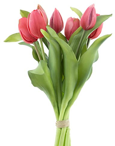 mucplants künstliche Tulpen Tulpenbündel mit 4 Tulpen und 3 Tulpenknospen real Touch (Beauty)
