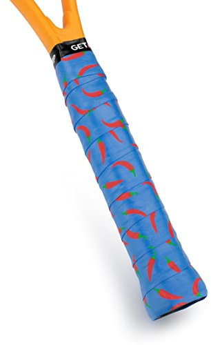 GET A GRIP - Custom Tennis Racket Grip Tape - Anti-Slip/Quick-Drying Tennis Overgrips - Precut Badminton Racket Grip with Finishing Tape - Squash Racket Grip Tapes (Heatwave, 1 Grip)