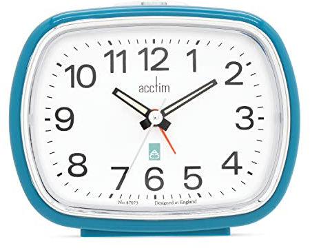 Acctim Camille Analogue Alarm Clock Quartz Luminous Hands Chrome Bezel (Kale)