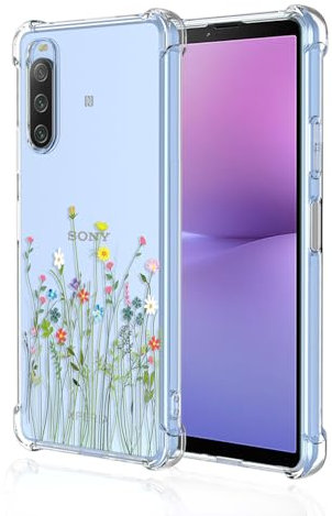 BORYA Hülle für Sony Xperia 10 V, Stoßfest Weiches Transparent Silikon TPU Bumper Handyhülle Ultra Dünn Seidig Hochwertiges Elegant Schutzhülle, Bunt Blumen
