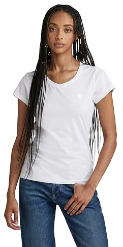 G-Star RAW Damen Eyben Slim V-Neck Top 2.0, Weiß (White D24533-4107-110), L