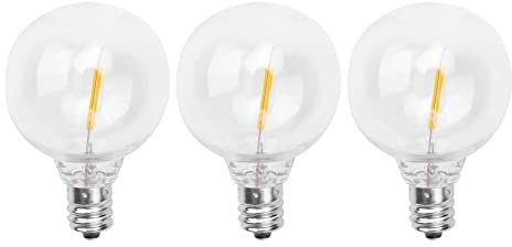 Geieold Ersatzbirnen, 3 Stück, G40, LED-Leuchtmittel, bruchsicher, mit E12-Schraubsockel, für Solar-Lichterketten, Warmweiß