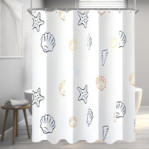 Lerores Rideau de douche 120 x 180 cm - Petite étoile de l'océan - Ourlet lesté - Anti-moisissure - Imperméable - Lavable - Tissu polyester - Avec œillets et 8 anneaux de rideau de douche - Pour salle