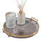 Tissting Tablett Rund 27cm Transparente Kunststoff Obsttablett Snack Teller mit Griff, Europäischen Stil Badezimmer Deko Tablett Schmucktablett für Home, Restaurant, Anthrazit-Gold