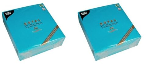 Papstar 81748 50-Servietten Royal Collection 1/4-Falz 40 x 40 cm, türkis (Packung mit 2)