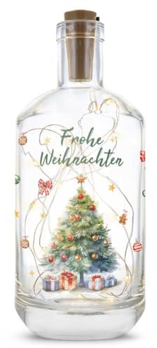 GRAVURZEILE Flaschenlicht mit UV Druck - Weihnachtsbaum - LED - Lichterkette - Weihnachtsdeko zum Verschenken - Persönliche Geschenke für Frauen & Männer - Geschenk zu Wichtel und Weihnachten