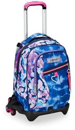 Seven Trolley Scuola Jack 3 Ruote, Viola Fucsia, Custom Cloud, 3 in 1, Triplo Uso, Zaino Con Carrello Sganciabile, Tasca Porta Borraccia e Crossover System, Zaino Scuola Viaggio, Bambina Ragazza