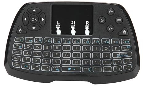 Beufee Mini Keyboard, Backlit Mini Wireless Keyboard with Touchpad Mouse Combo Remote Control with Rechargeable Li-ion Battery and Multimedia Keys, Backlight 2-In-1 Unique Dual Mouse Hand, Black