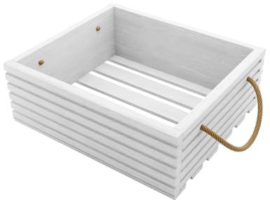 BOGATECO Holzkiste Natur | 40 cm x 35 cm x 14,5 cm | Holzbox | Deko Holzkisten | Obstkiste | Gemüsekiste | Holzkiste zur Aufbewahrung | Aufbewahrungsbox Kiste Holz Geschenk Deko Weinkiste | White