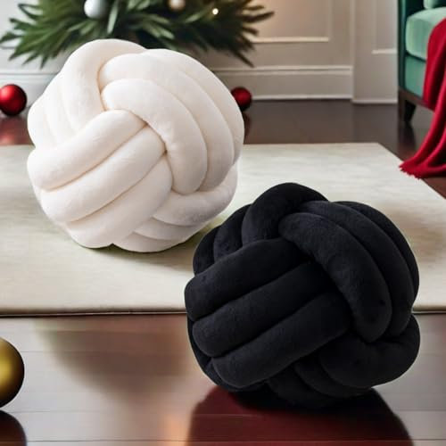 FSRONGXI 2 Pcs Knotenkissen Kugeln Nette Ästhetische Dekorative geknotete Kugel Wurf Kissen für Bett Ästhetische Couch Runde Küssen für Home Decor Wohnzimmer 20cm