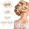 inSowni 5 Pieces Gold Metal Pearl Rhinestone Wedding Bridal Leaf Flower Hair Clips Barrettes+U-shaped Floral Hair Pins Accessories Headpieces for Brides Bridesmaids Women Girls