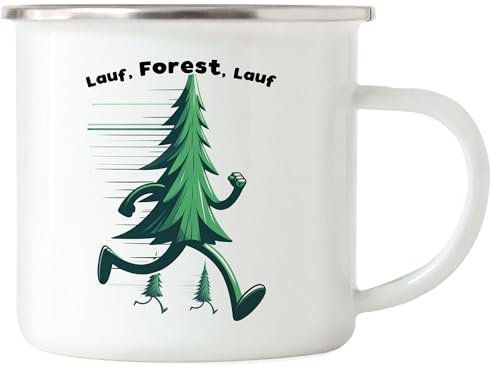 Hey!Print Lauf Forest Lauf Tannenbaum Emaille Tasse - Filmfan Wald Laufen