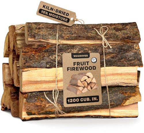 15 Apple & Cherry Firewood Logs - Kiln-Dried Firewood for Fire Pit, Seasoned Wood for Fireplace, Campfire & Pizza Oven - Split Wood for Solo Stove - 1200 cu. in., 15-20lb