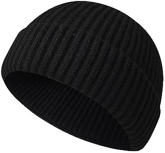 Wioklwe Beanie-Mütze für Herren – Fischer-Beanie, Trawler, Strickmütze, Wintermütze, warme Mütze, Totenkopfmütze, Geschenke für Herren, Schwarz , Einheitsgröße