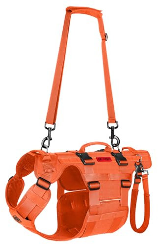 OneTigris Invictus Harnais pour chien - Aide au transport pour chiens de taille moyenne et grande - Réglable - Avec 3 poignées pour handicapés, blessés ou âgés - Orange M