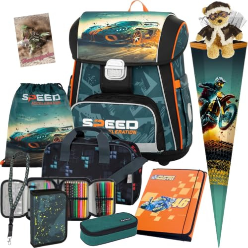 Generisch Auto - Speed Acceleration - Race - OxyBag PREMIUM Schulranzen-Set (10 teilig mit Sporttasche und Schultüte)