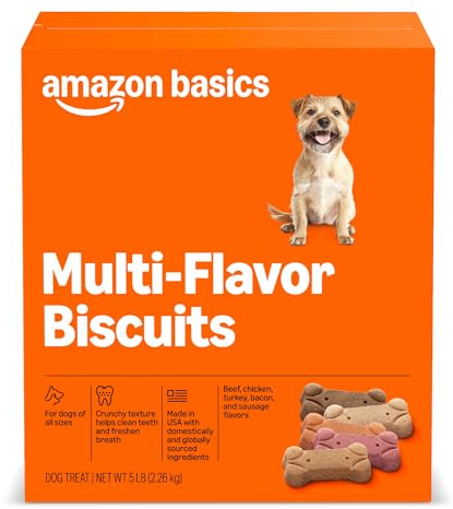 Amazon Basics Crunchy Dog Biscuits Multi Flavor Dog Treats 5 lb. Box