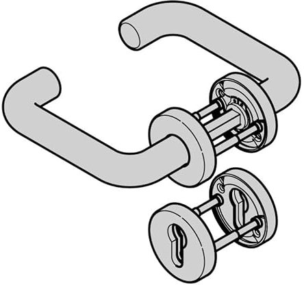 Hörmann Drückergarnitur D-110 (FS) Rosette PZ, Edelstahl, matt
