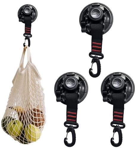 Ganci a ventosa per auto, Gancio a ventosa per carichi pesanti - Ganci rotanti a 360 gradi per il campeggio in auto,Ganci fissi per posteriore per automobile 4X per finestra barca