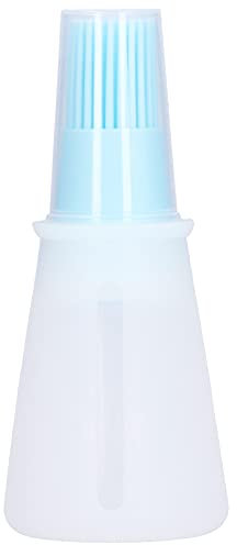 Oil Dispenser with Brush, Food Grade Silicone Oil Bottle Brush Basting Brush Silicone Bottle Brush Transparent for Family Gathering Barbecue Baking Cooking (Blue)