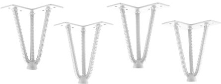 4 Stück Haarnadelbeine Industrial Look Baustahloptik weiß 150 mm 3 Streben Hairpin Legs Möbelbeine für Sofas und Schränke Möbelfuß von SO-TECH®