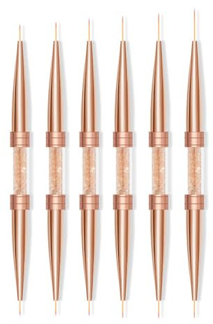 Fine Line Nails Art Lot de 6 pinceaux pour motifs acryliques Stylo de peinture détaillé Pointeur et outil de dessin pour lignes