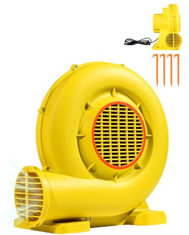 VEVOR Soplador de Aire para Castillos Inflables, 870 W y 950 W, 1,3 HP, Bomba Comercial, Ventilador Eléctrico 3300 RPM, Castillos Inflables, Toboganes de Agua, Amarillo, 420 x 240 x 420 mm