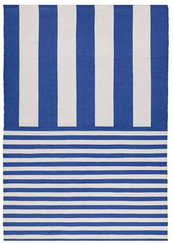 furn. Bedruckter Innen-/Außenteppich „Deck Stripe“ – Weiß/Blau – 120 x 170 cm