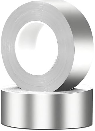 Ecoret-Pro 2 rouleaux en aluminium adhésif, total 5 mm x 100 m, ruban haute température, pour utilisation sur conduits d'air chaud et froid, réparation de métaux, fuite de toit, fissures de surface