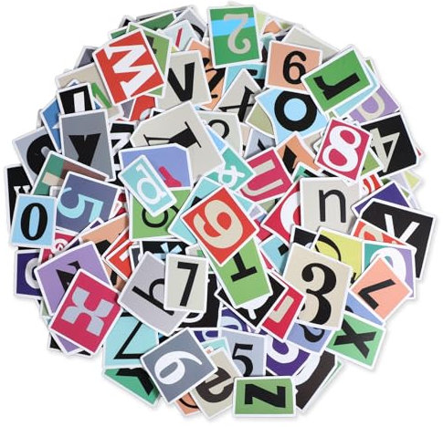 Oruola 200 Stück Buchstaben Aufkleber Groß,Vintage Buchstaben Aufkleber,A-Z Buchstabe und 0-9 Zahlen Letter Sticker für DIY,Laptop,Scrapbook,Koffer,Notebook,Art Crafts