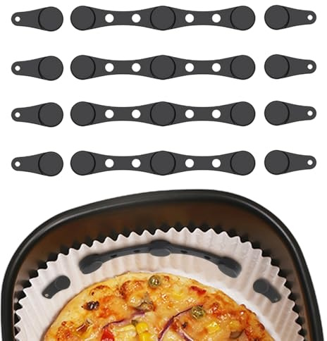 Air Fryer Magnetische Silikon-Schnallen-Set für Pergamentpapier, 4 Stück, Küchenzubehör mit langen und kurzen Clips (schwarz)