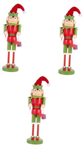 Zerodeko 3 Stück Nussknacker Elf Onkel Sam Figur Spielzeugautos Weihnachtsdekorationen Figur Schöpfer Lustige Schreibtischdekoration Gnom Mann Nussknacker Weihnachtsfigur Bausatz Auto Holz