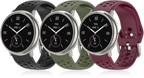 DHWGang 3 Pezzi Cinturini Compatibili con Amazfit Active2/Active/GTS/GTS4/GTS3/GTS2 Braccialetti in Silicone, Traspiranti, Morbidi e Confortevoli, Cinturino di Ricambio Sportivi per Uomini e Donne | Braccialetti in Silicone, Traspiranti, Morbidi e Confortevoli, Cinturino di Ricambio Sportivi per Uomini e Donne