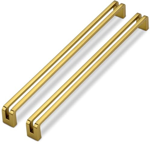 SYZOW 6 Stück Möbelgriffe golden Schrankgriffe Küchengriffe 256mm Lochabstand Schubladen Griffe golden Möbelgriff